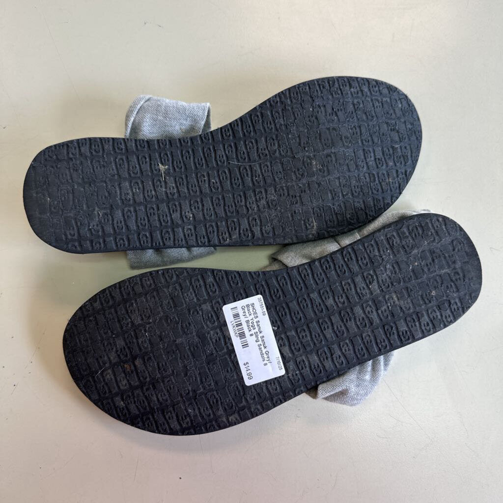 Sanuk Grey/ Black Yoga Sling Sandals 8