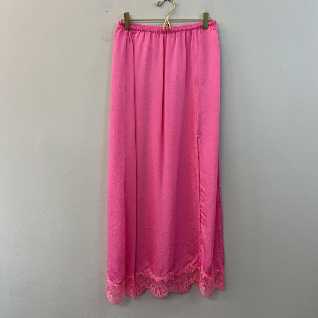 Aerie Pink Textured Lace Hem Maxi Skirt Extra Small