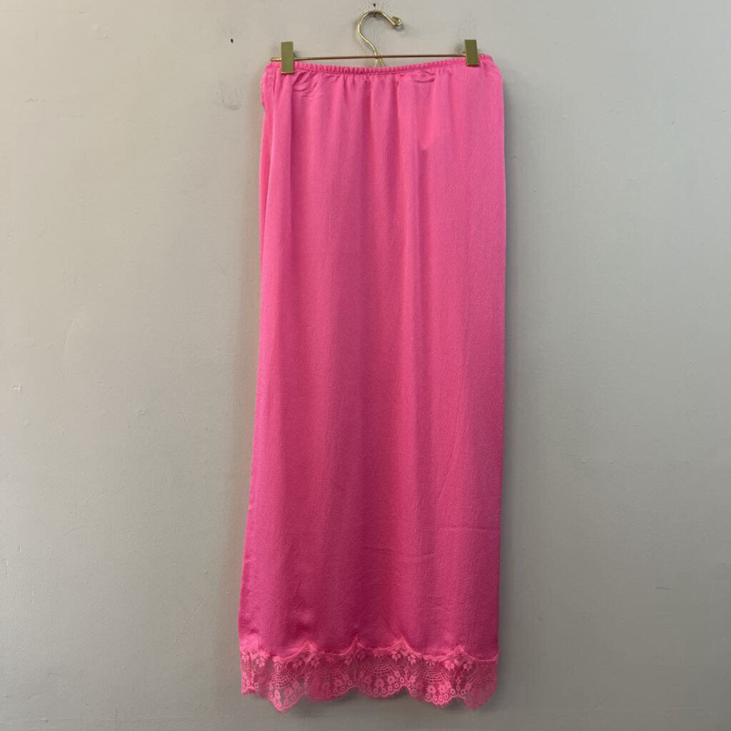 Aerie Pink Textured Lace Hem Maxi Skirt Extra Small