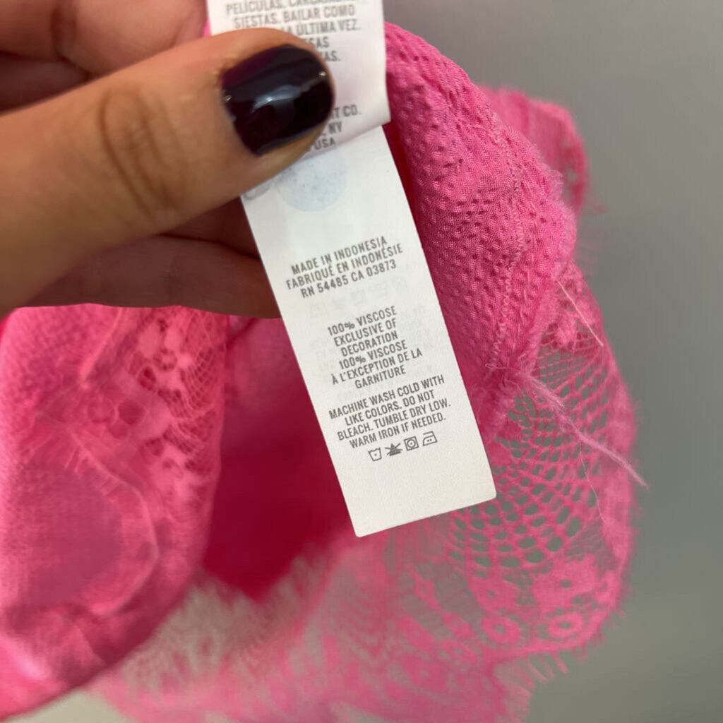 Aerie Pink Textured Lace Hem Maxi Skirt Extra Small
