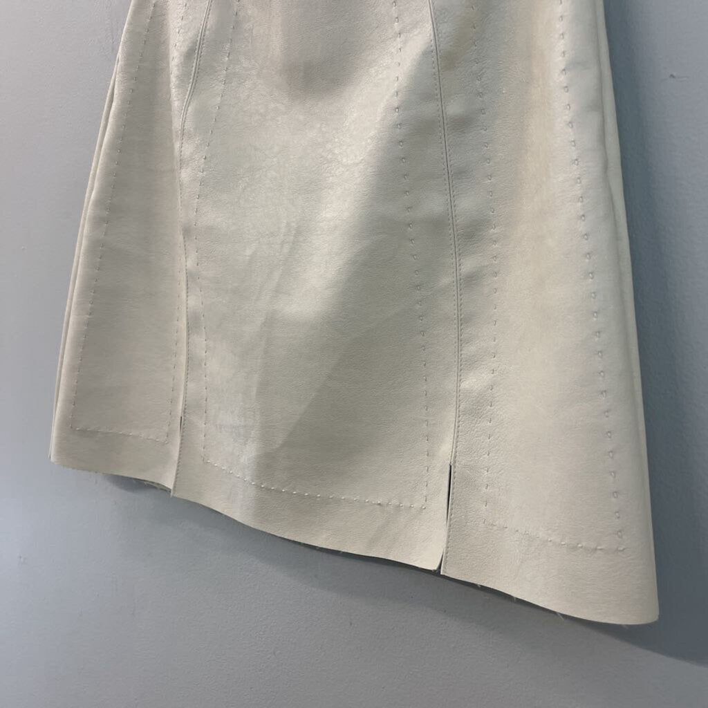 ALYA Cream Leather Mini Skirt Extra Small