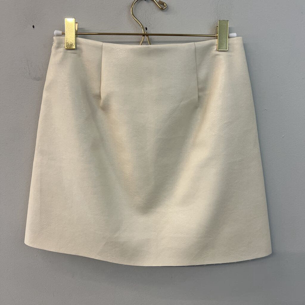 ALYA Cream Leather Mini Skirt Extra Small
