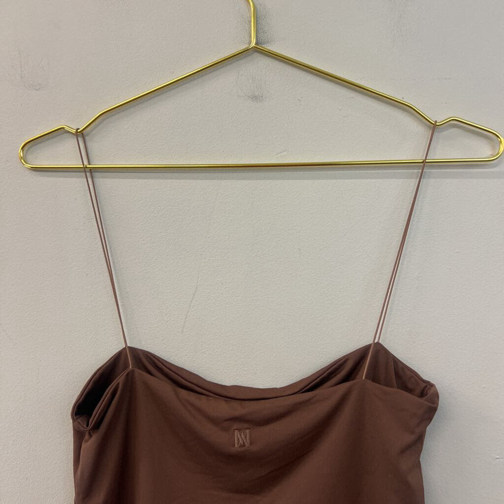 Meshki Brown Cropped Tank Top Medium