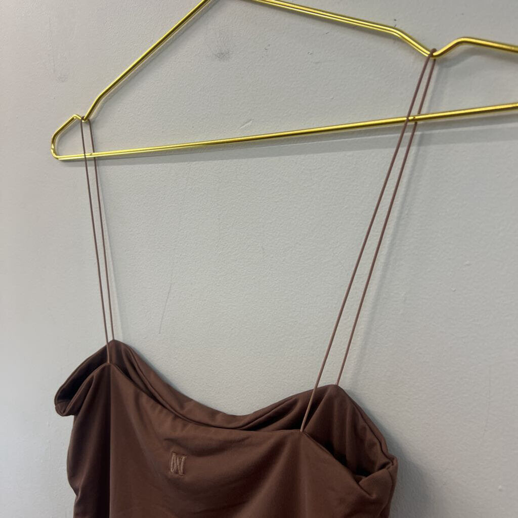 Meshki Brown Cropped Tank Top Medium