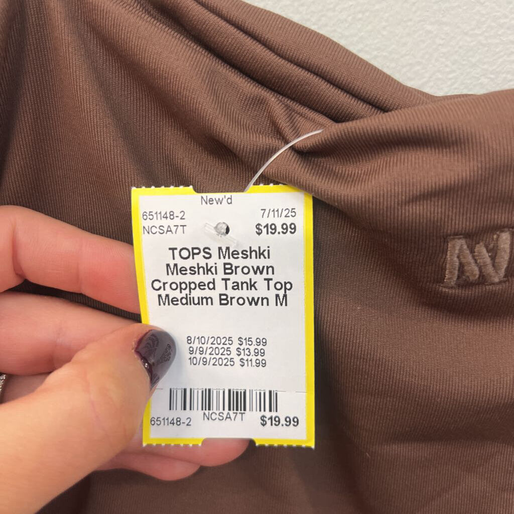 Meshki Brown Cropped Tank Top Medium