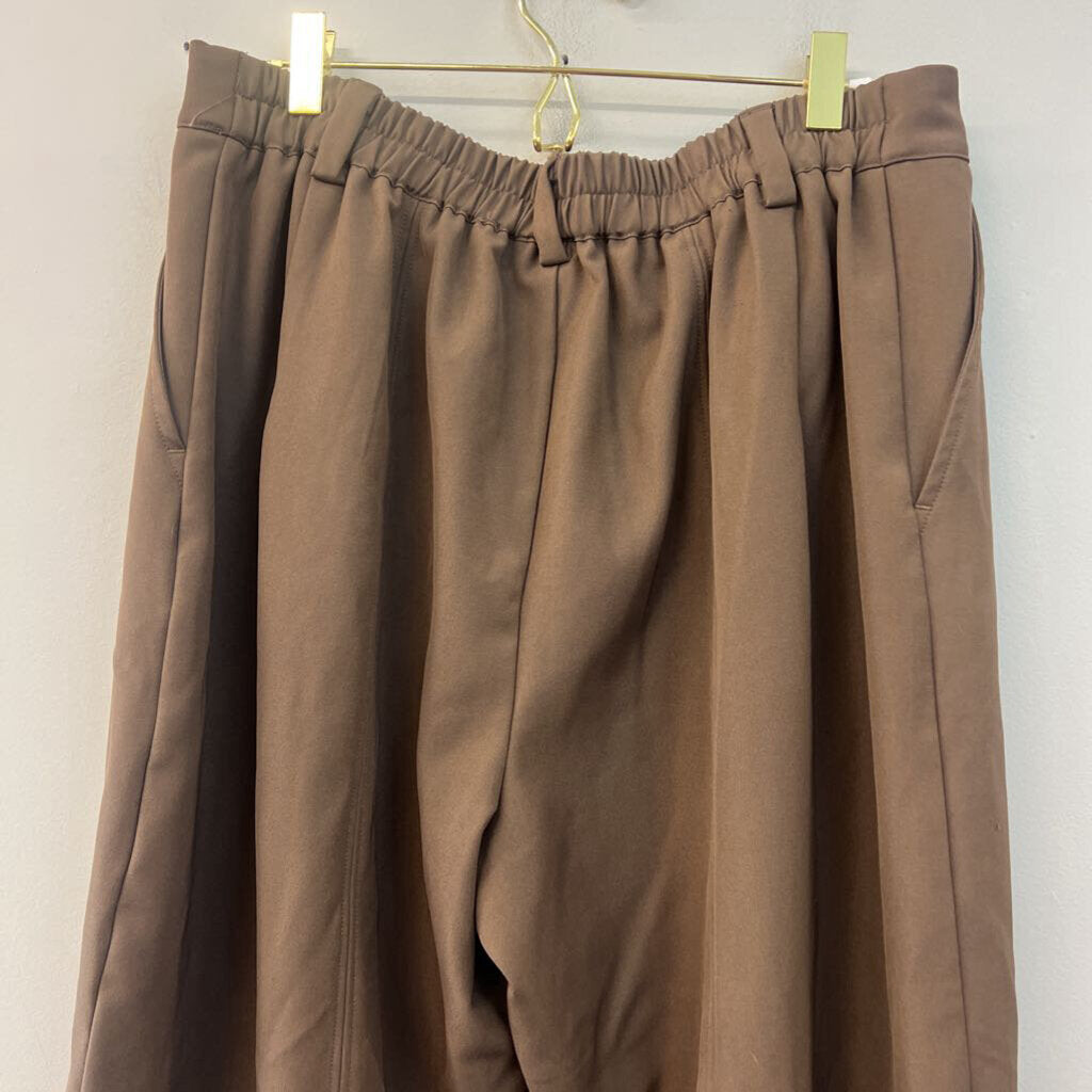 Halara Brown Wide Leg Pull On Trouser Pants Large