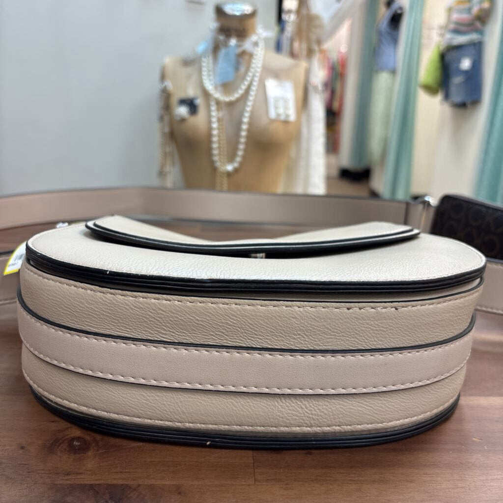 Calvin Klein Beige Leather Bella Crossbody Purse