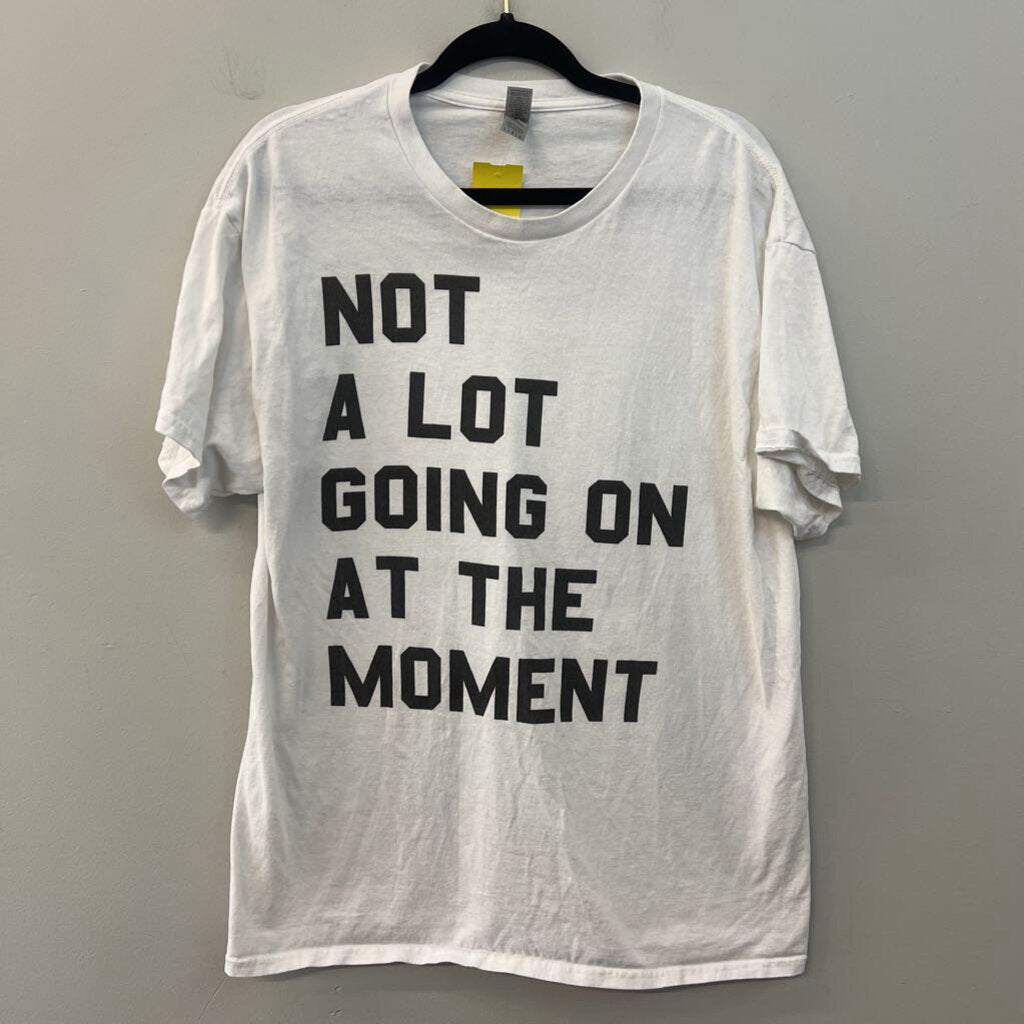 Gildan White/ Black "Not A Lot Going On" Short Sleeve Graphic Tee Large