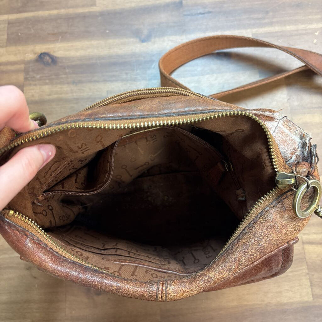 Fossil Brown Leather Long Live Vintage Crossbody Purse