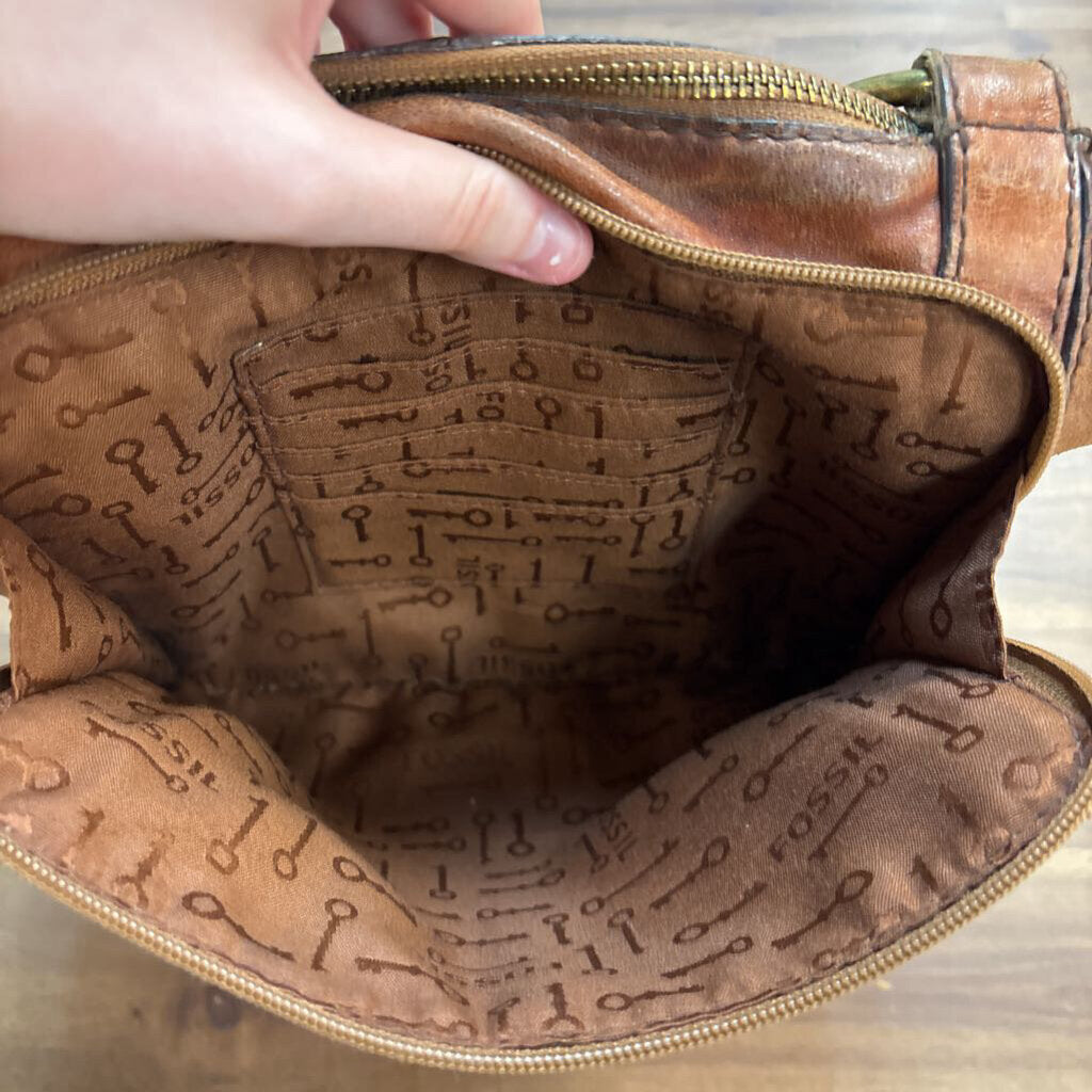 Fossil Brown Leather Long Live Vintage Crossbody Purse