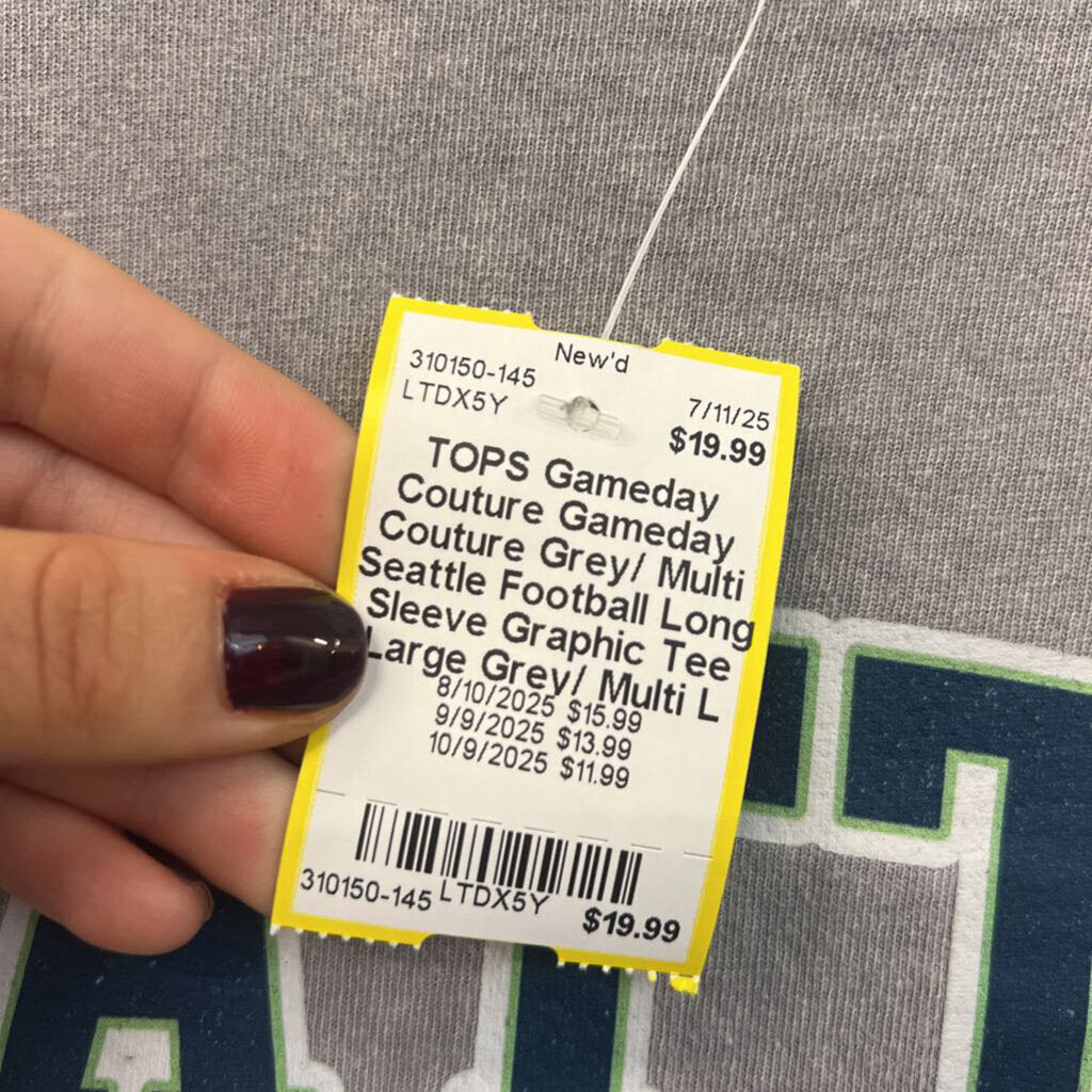 Gameday Couture Grey/ Multi Seattle Football Long Sleeve Graphic Tee Large