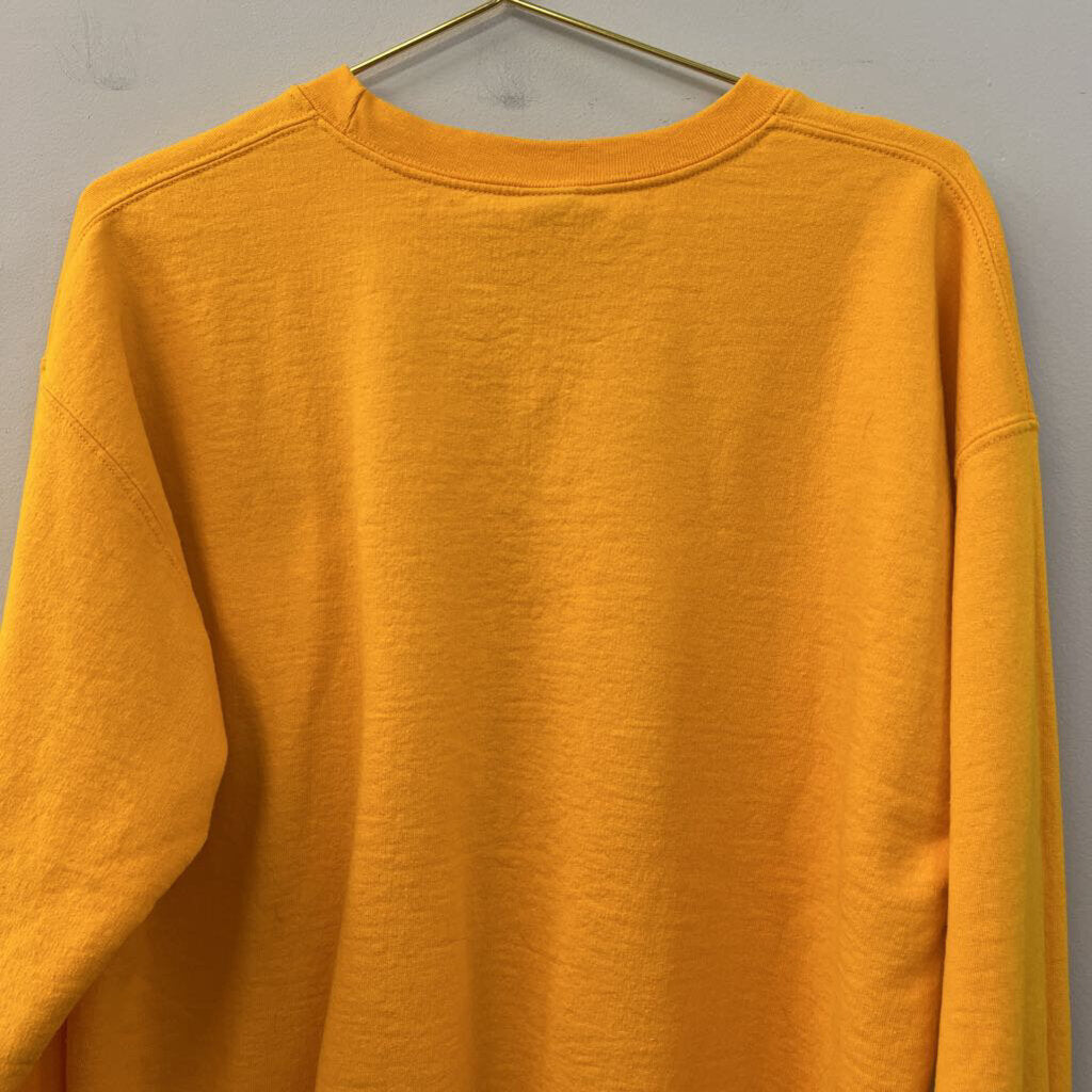 Gildan Yellow Embroidered Teach Long Sleeve Pullover Large