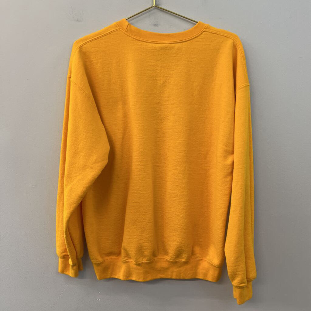 Gildan Yellow Embroidered Teach Long Sleeve Pullover Large