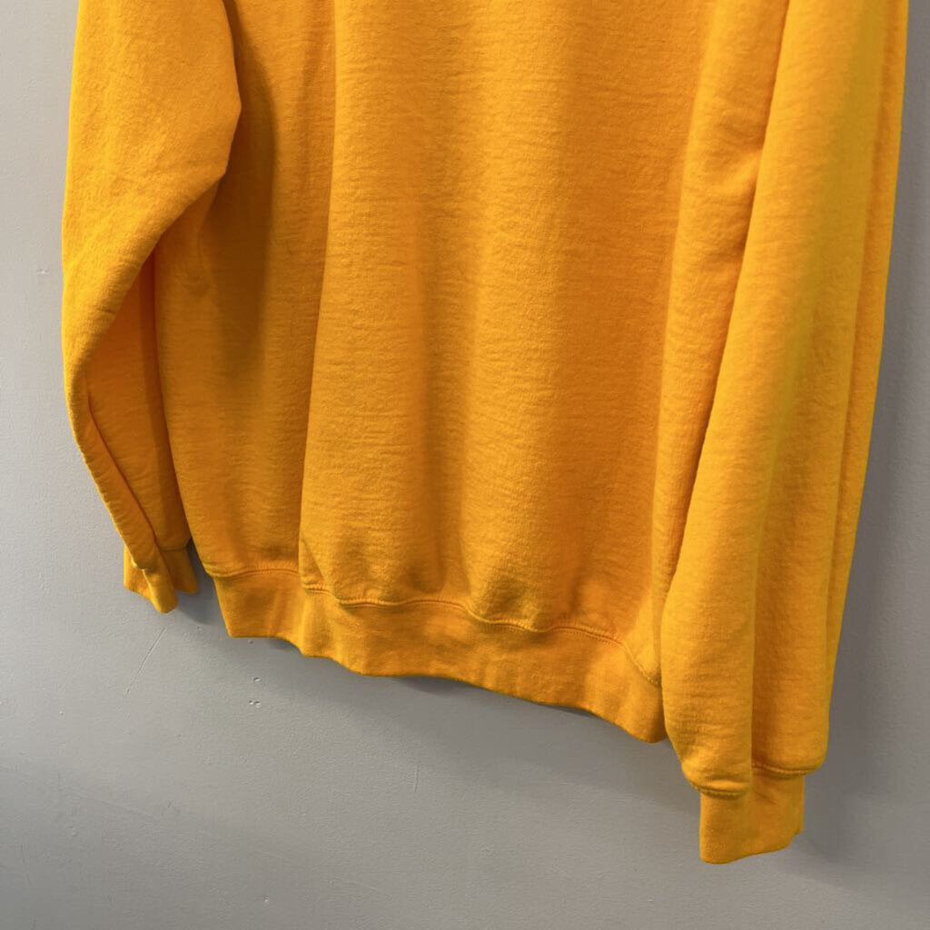 Gildan Yellow Embroidered Teach Long Sleeve Pullover Large