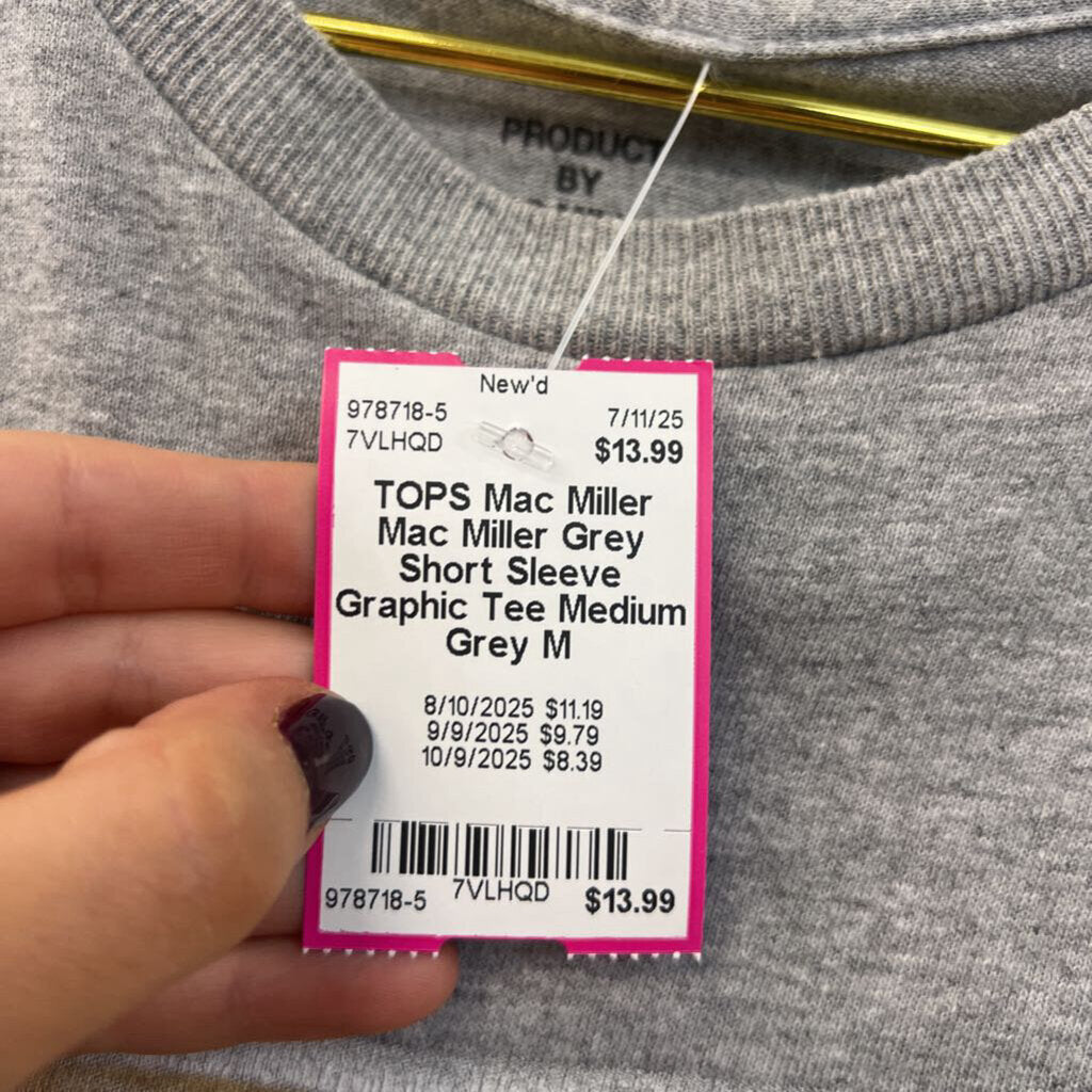 Mac Miller Grey Short Sleeve Graphic Tee Medium