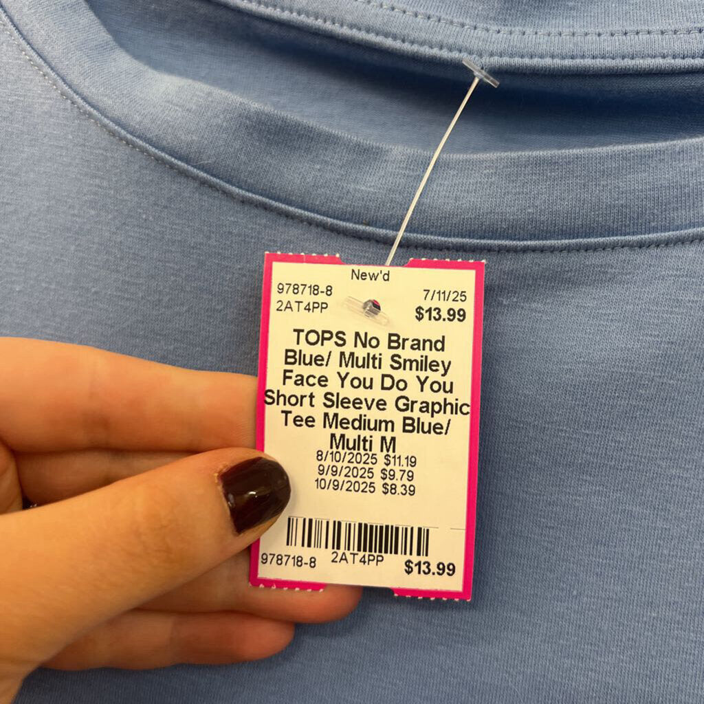 Blue/ Multi Smiley Face You Do You Short Sleeve Graphic Tee Medium