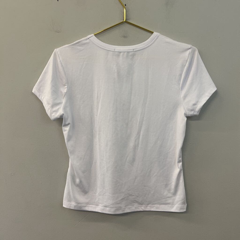 Harper and Ivy White/ Brown Howdy Cowboy Short Sleeve Top Large