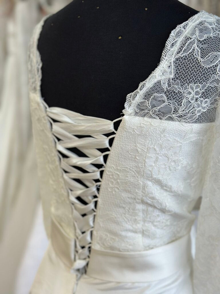 Dolly Couture Vintage Inspired Lace Top Tea Length Wedding Dress 14