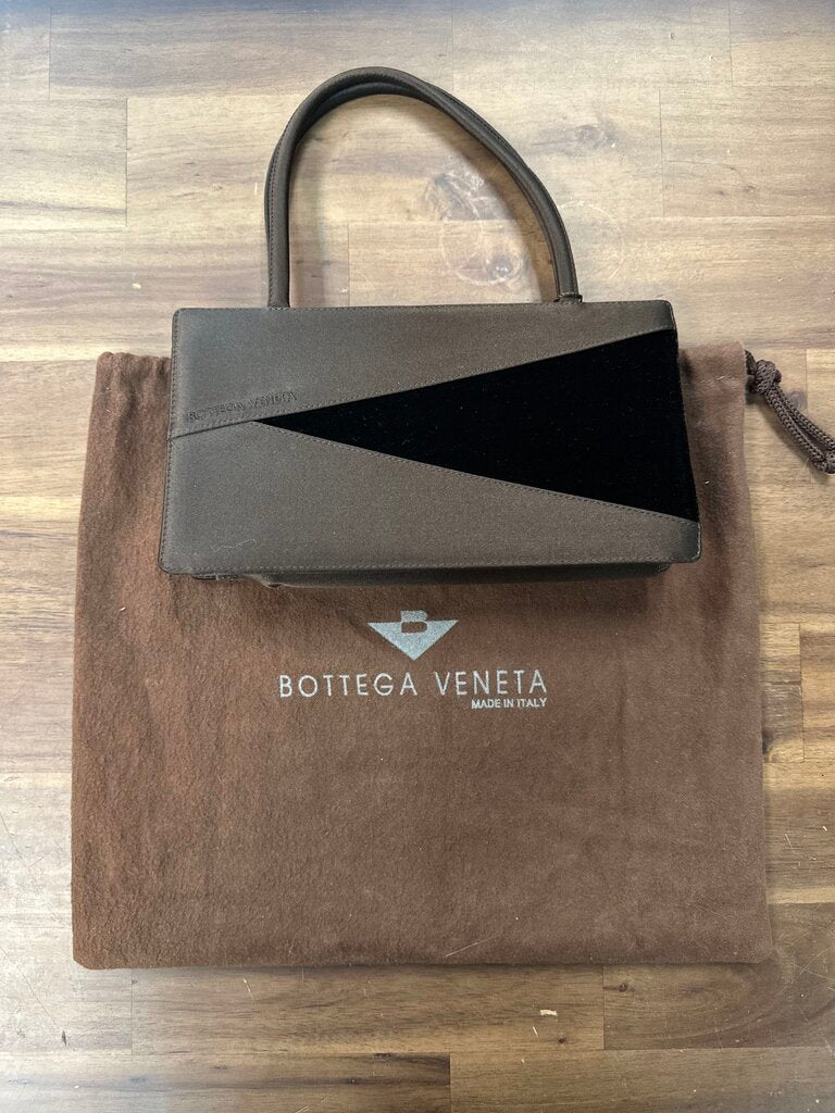 Bottega Veneta Vintage Satin and Velvet Brown Bag