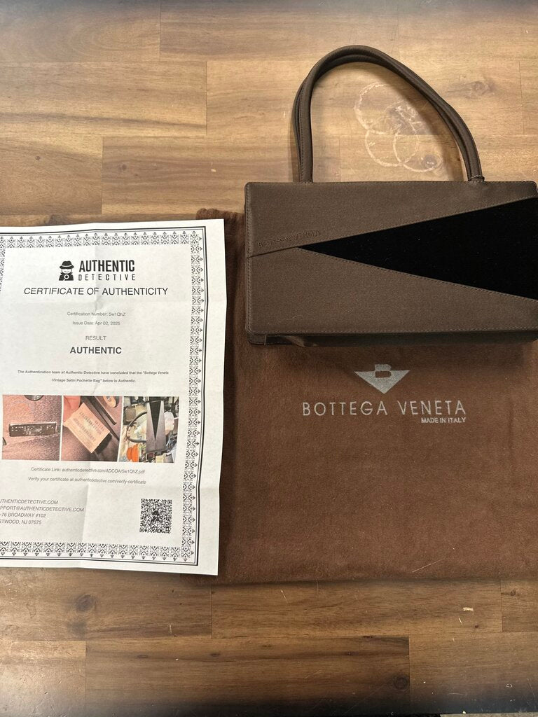 Bottega Veneta Vintage Satin and Velvet Brown Bag