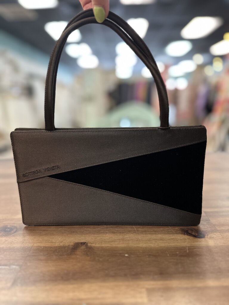 Bottega Veneta Vintage Satin and Velvet Brown Bag