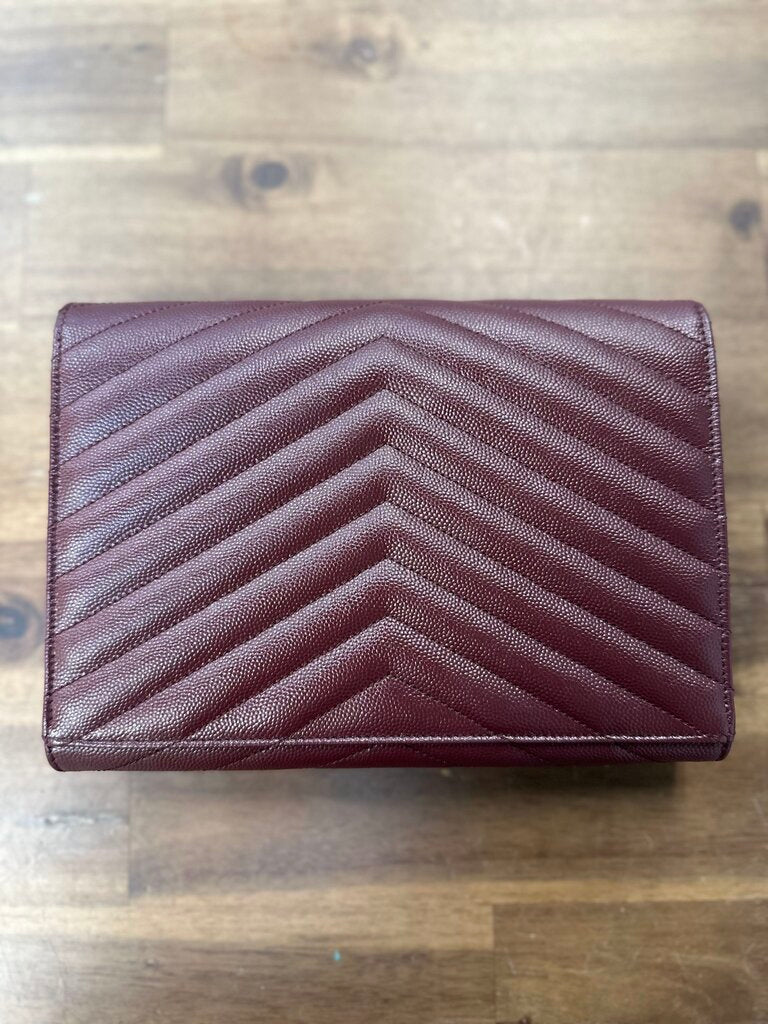 Saint Laurent Cassandre Matelasse Flap Pouch Rouge Legion
