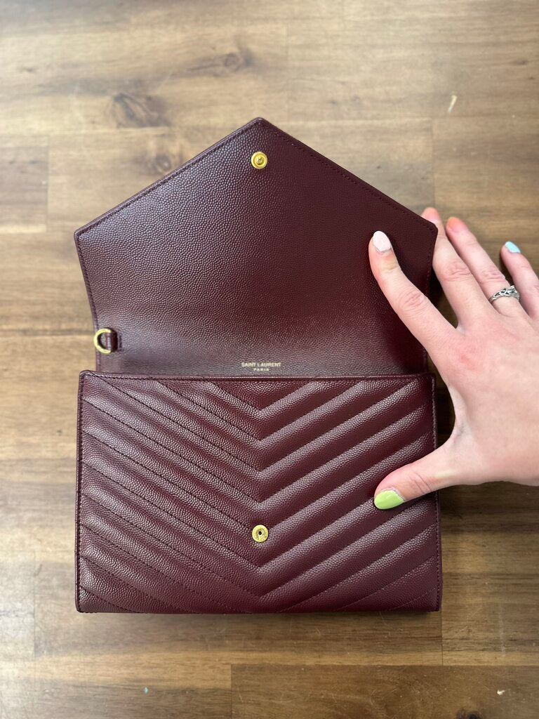 Saint Laurent Cassandre Matelasse Flap Pouch Rouge Legion