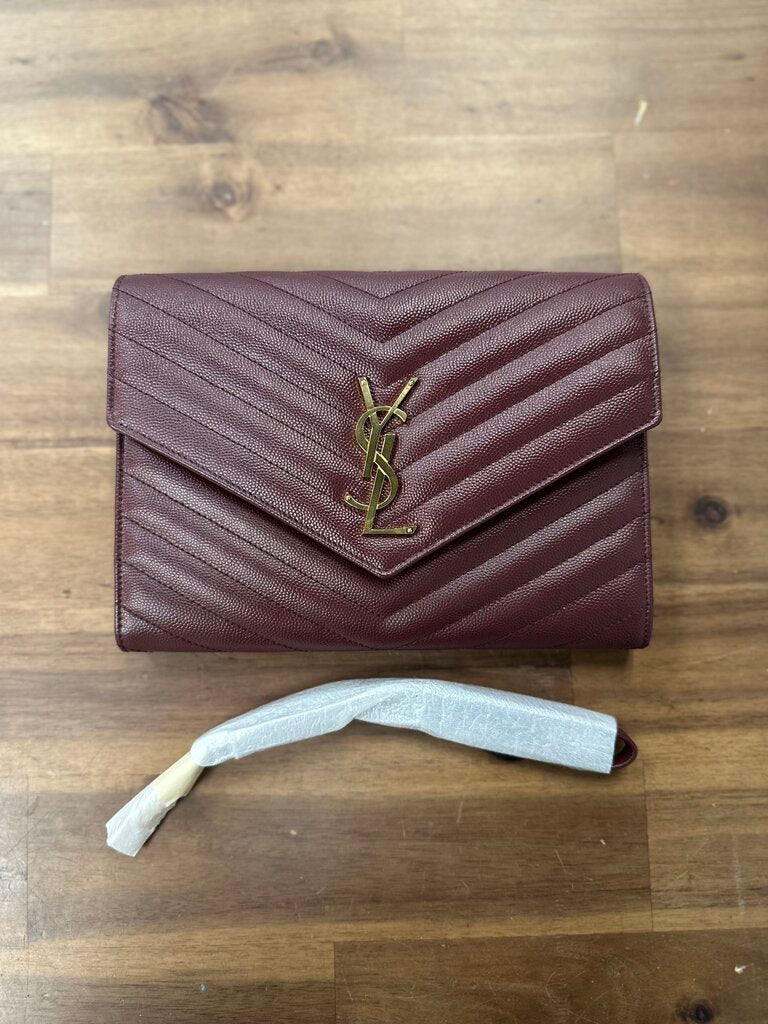 Saint Laurent Cassandre Matelasse Flap Pouch Rouge Legion