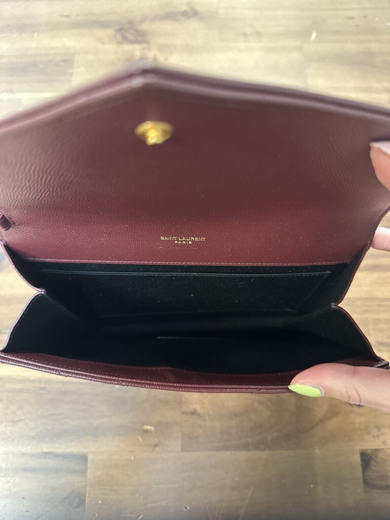 Saint Laurent Cassandre Matelasse Flap Pouch Rouge Legion