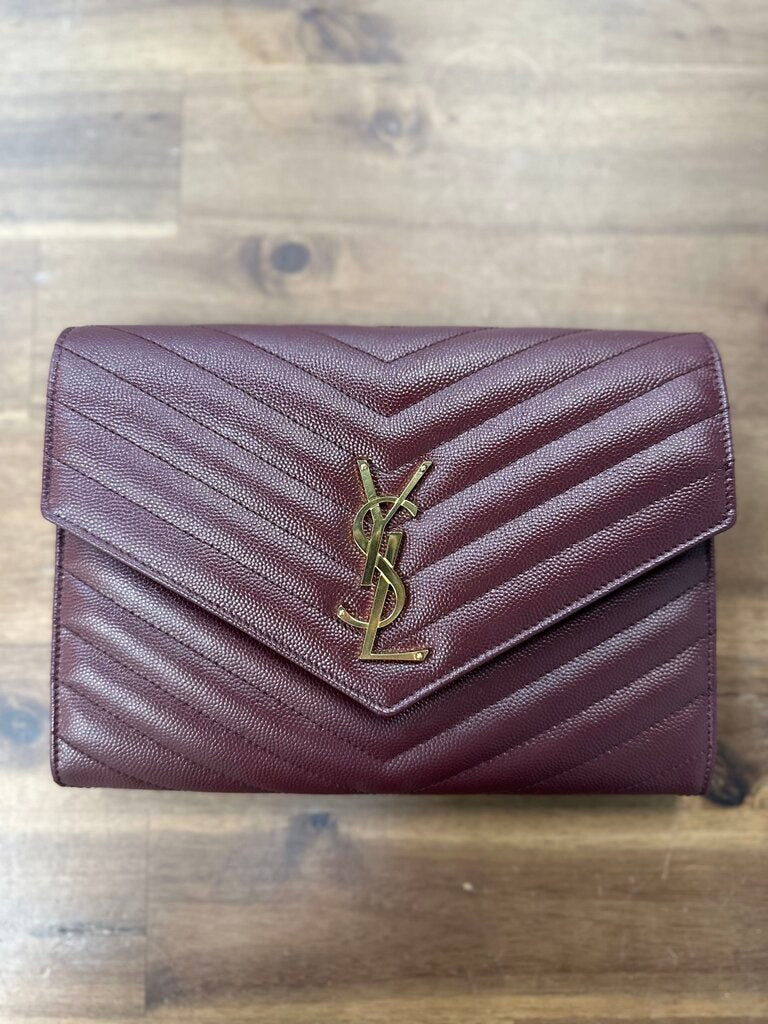 Saint Laurent Cassandre Matelasse Flap Pouch Rouge Legion