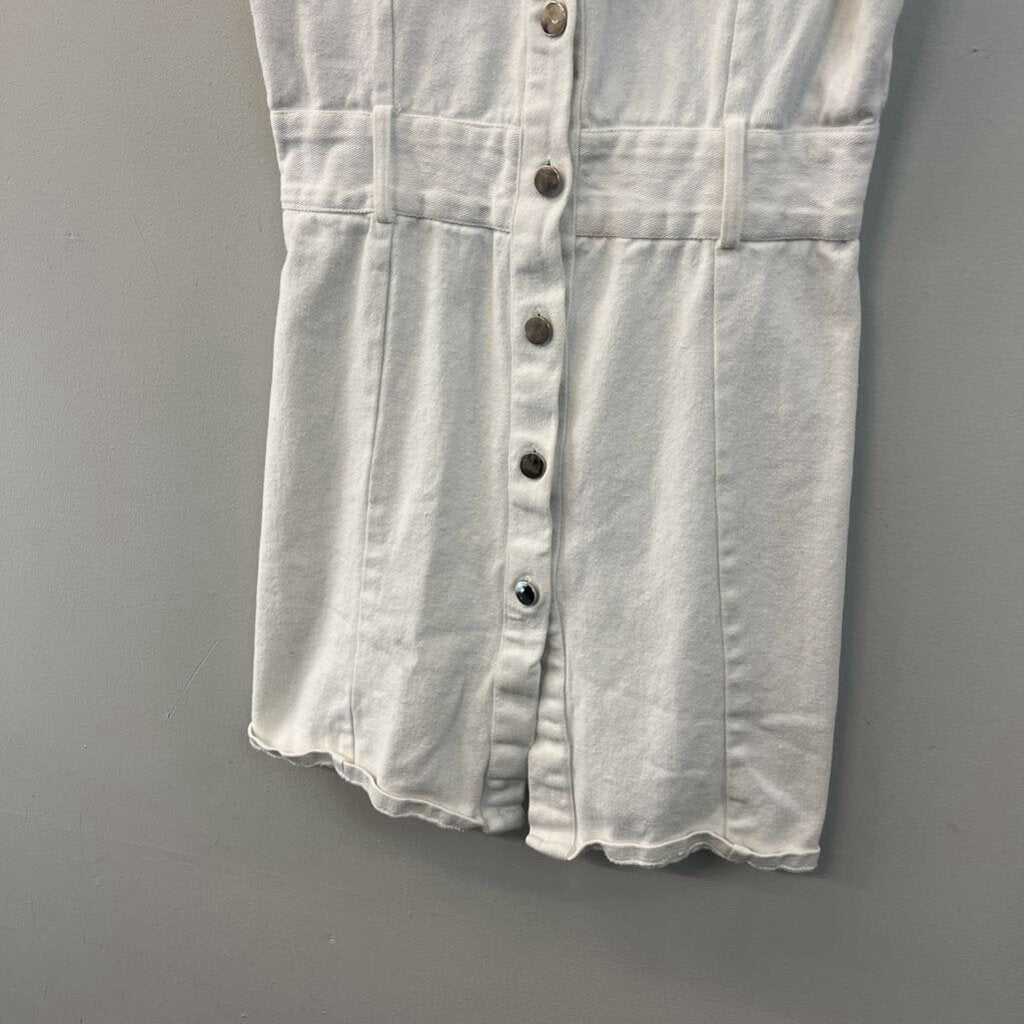 Area Stars White Denim Sleeveless Button Down Dress Large