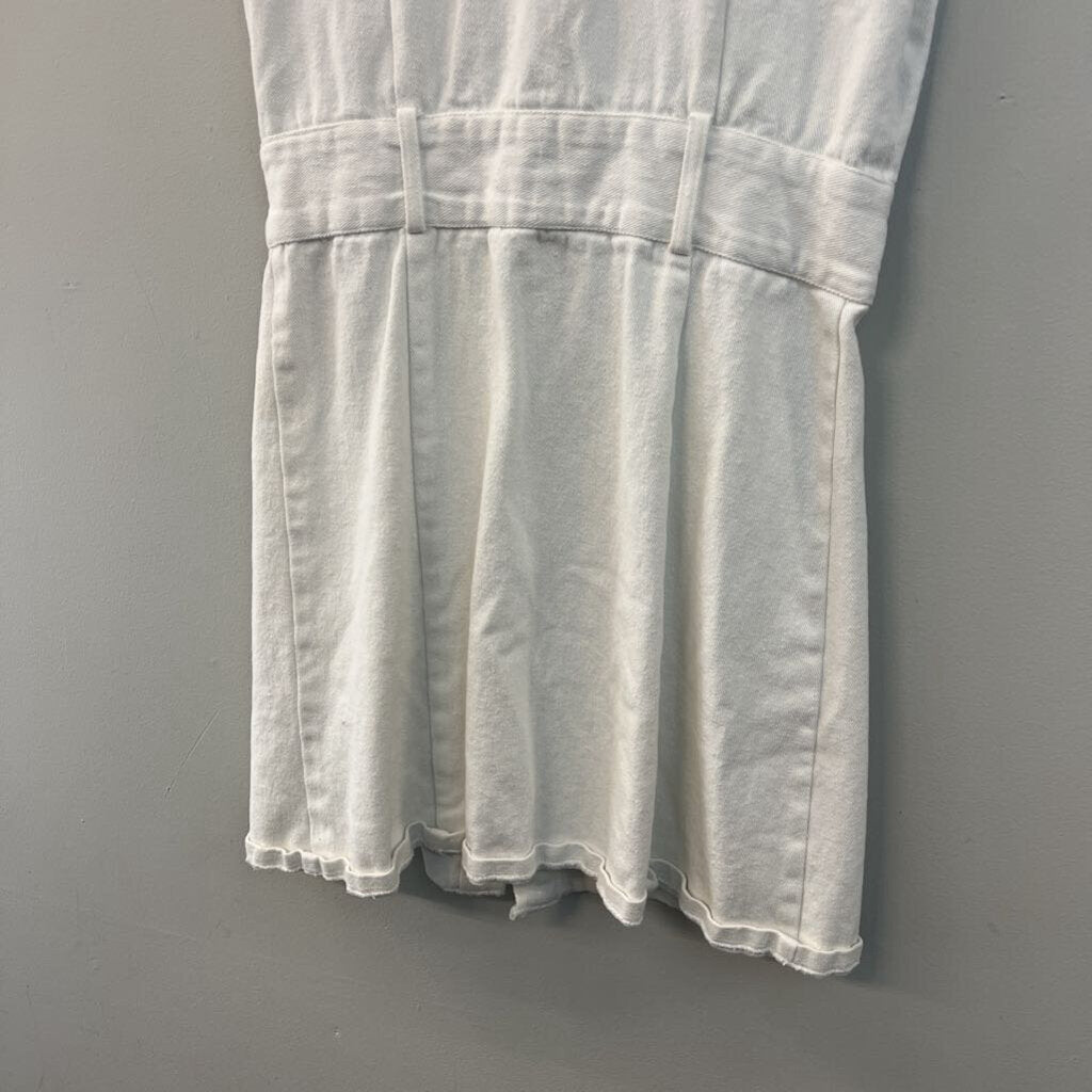 Area Stars White Denim Sleeveless Button Down Dress Large