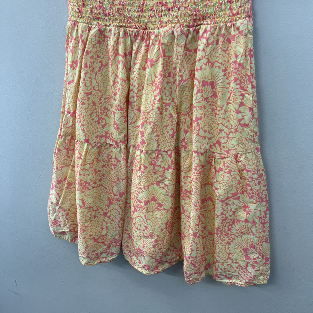 Derek Lam Yellow/ Pink Print Shrot Sleeve Dress 40