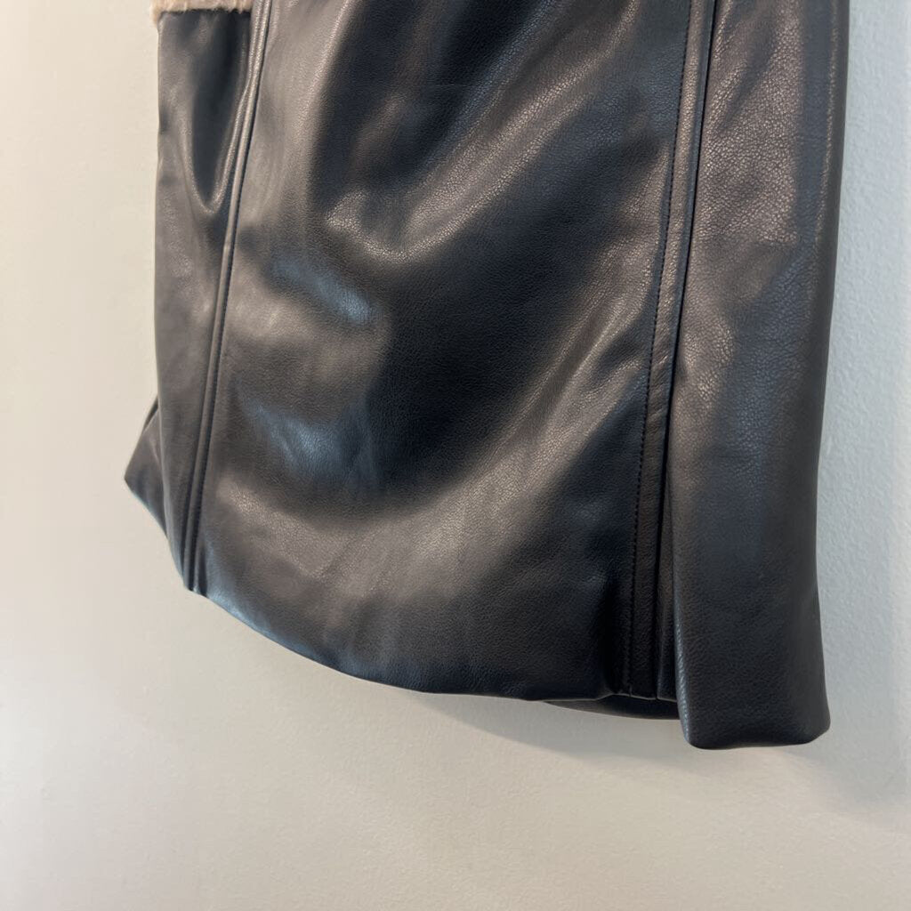 Weworewhat Blace Leather Fuzzy Trim Strapless Top 14