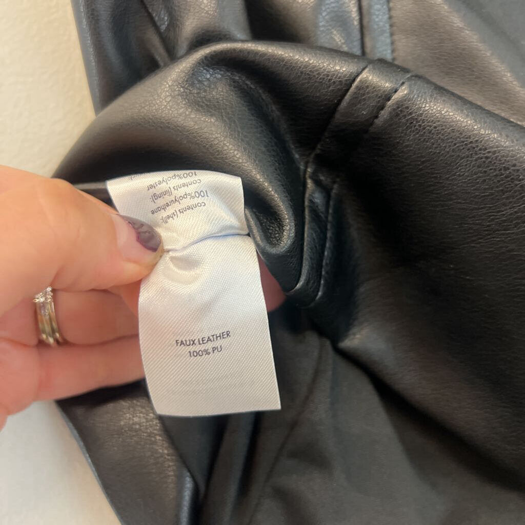 Weworewhat Blace Leather Fuzzy Trim Strapless Top 14