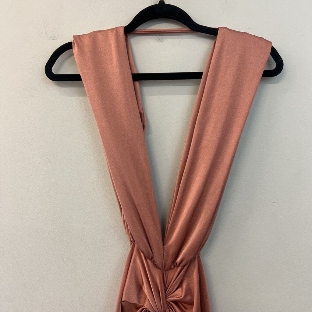 Baobab Pink Knot Front Fitted Low Back Dress Large