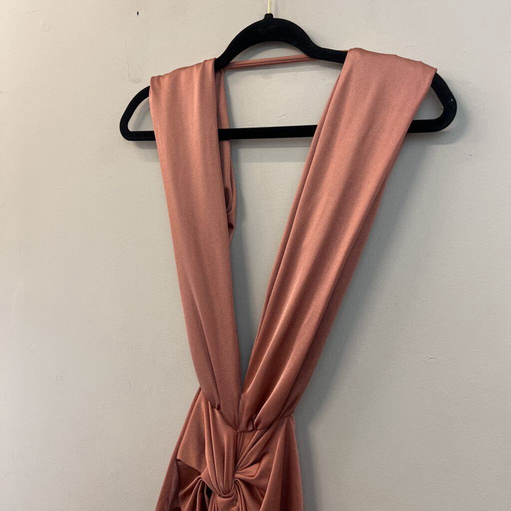 Baobab Pink Knot Front Fitted Low Back Dress Large