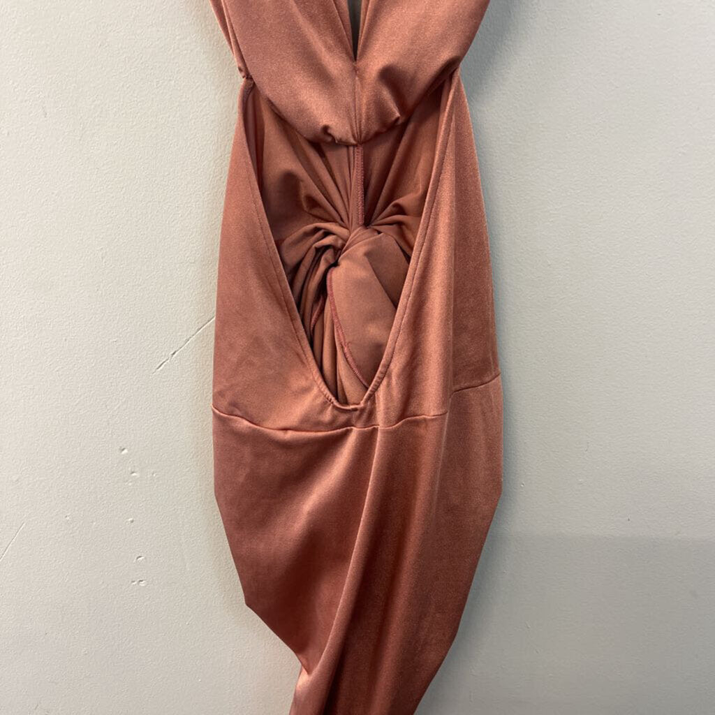 Baobab Pink Knot Front Fitted Low Back Dress Large