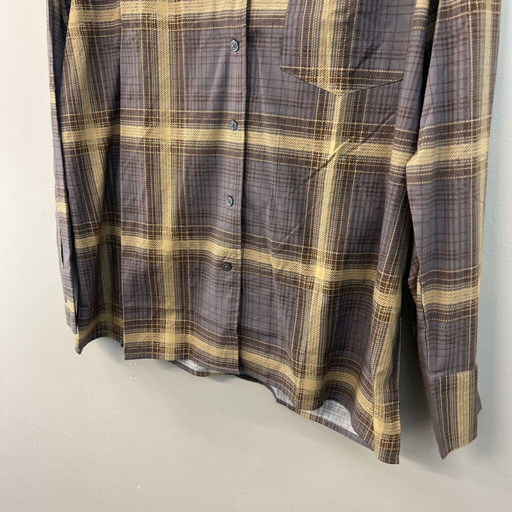 Weworewhat Brown Plaid Long Sleeve Button Down Top Medium