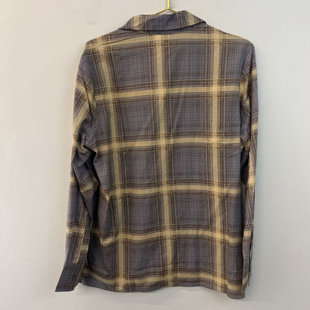 Weworewhat Brown Plaid Long Sleeve Button Down Top Medium
