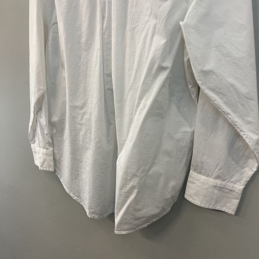 AE77 White Long Sleeve Button Down Top Medium