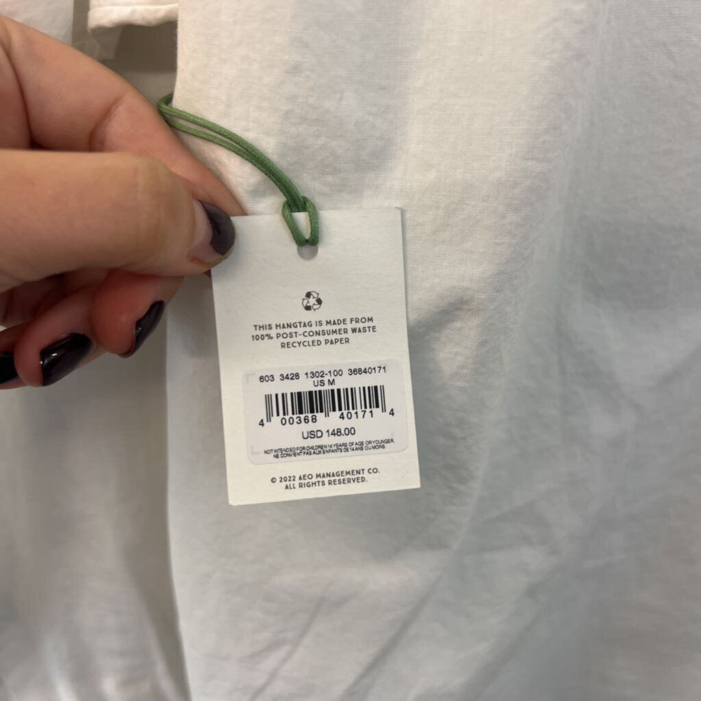 AE77 White Long Sleeve Button Down Top Medium