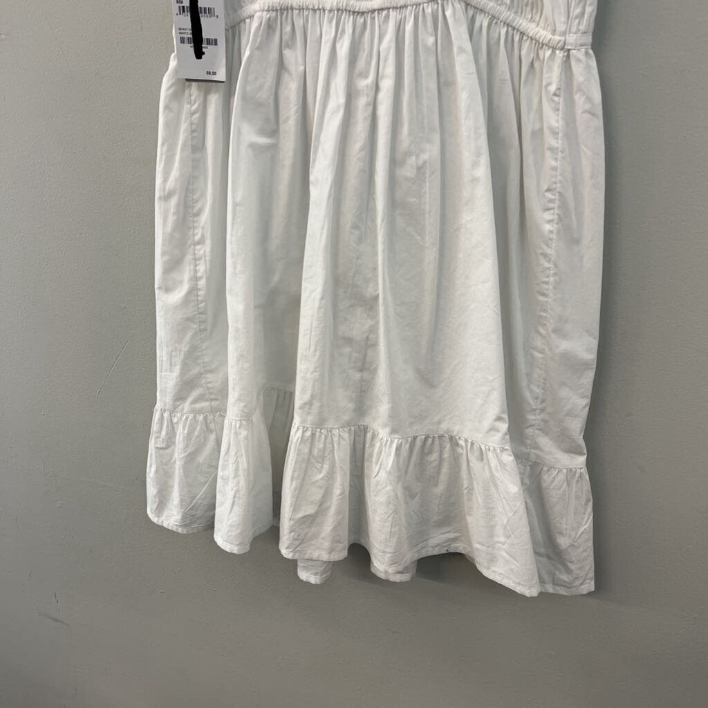 BP White V Neck Ruffle Hem Dress Medium