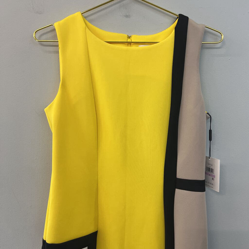 Calvin Klein Yellow/ Beige Color Block Tank Dress 6
