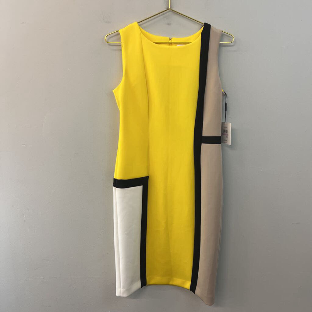 Calvin Klein Yellow/ Beige Color Block Tank Dress 6