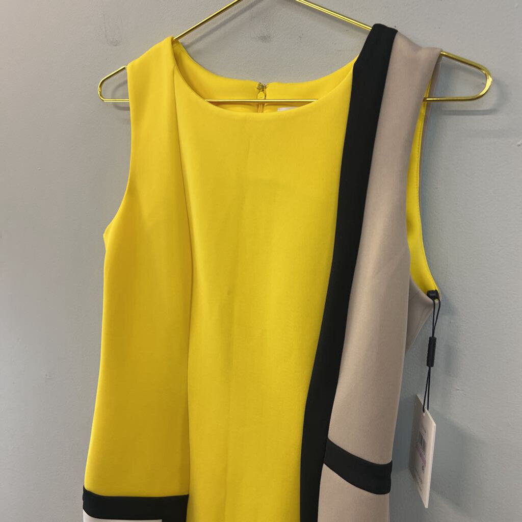 Calvin Klein Yellow/ Beige Color Block Tank Dress 6