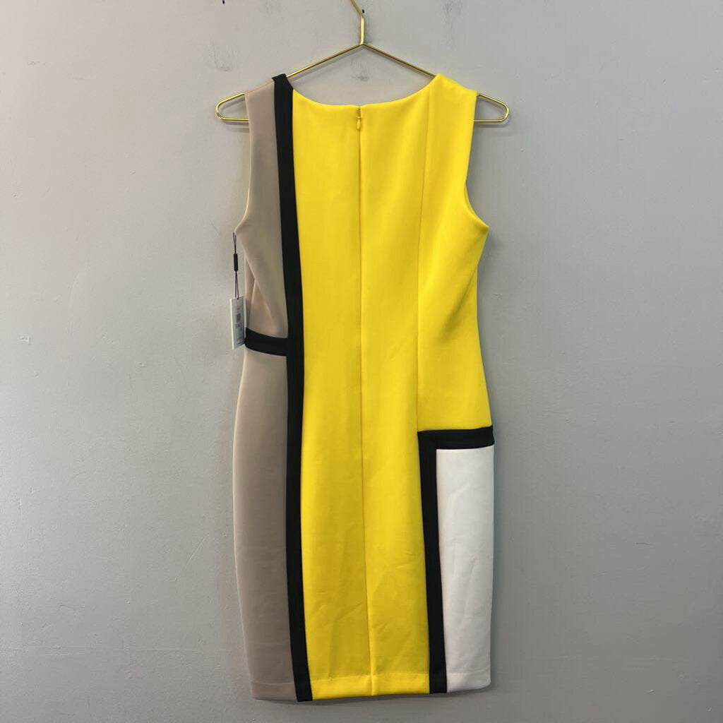 Calvin Klein Yellow/ Beige Color Block Tank Dress 6