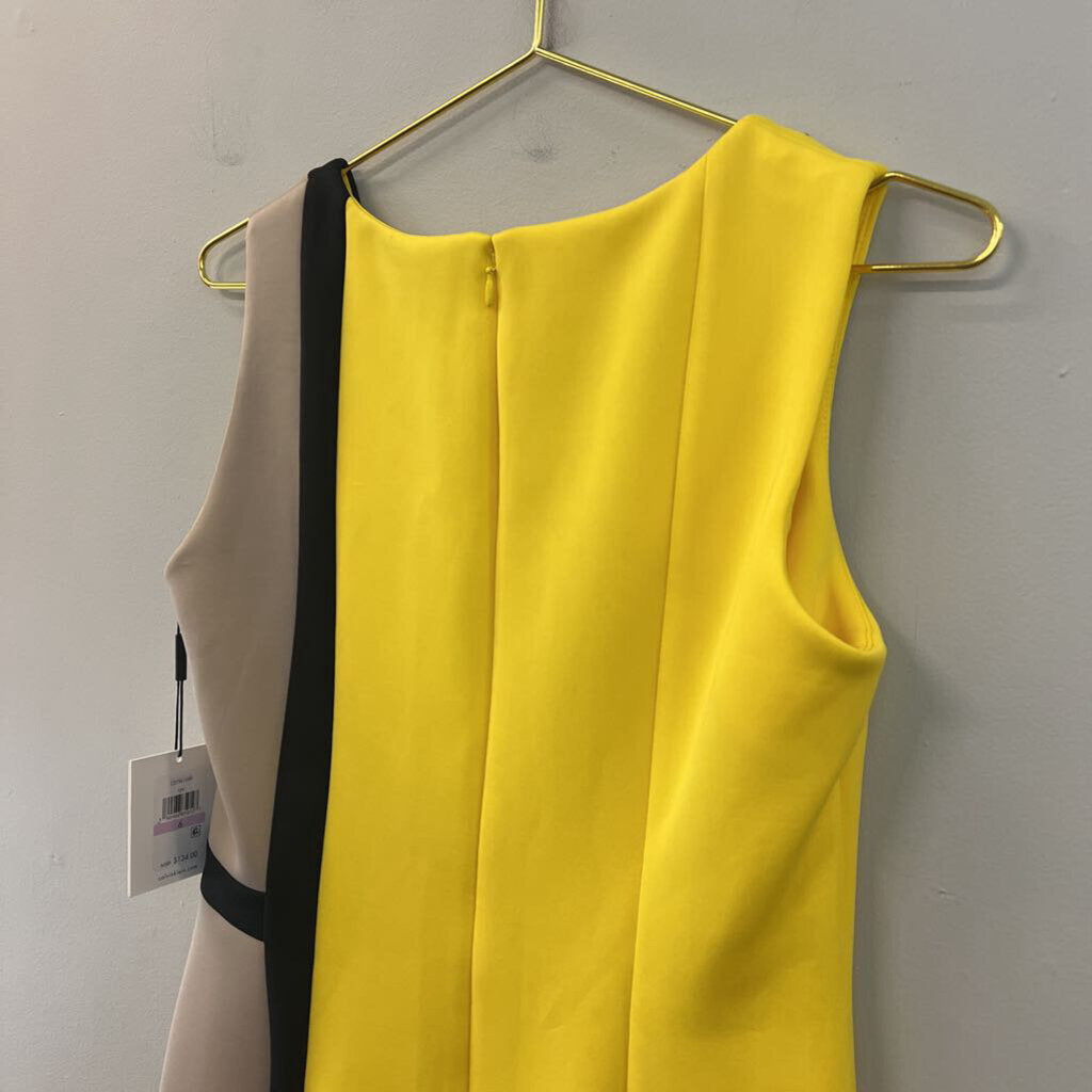Calvin Klein Yellow/ Beige Color Block Tank Dress 6