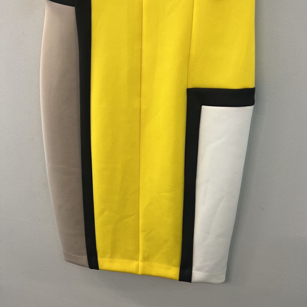 Calvin Klein Yellow/ Beige Color Block Tank Dress 6