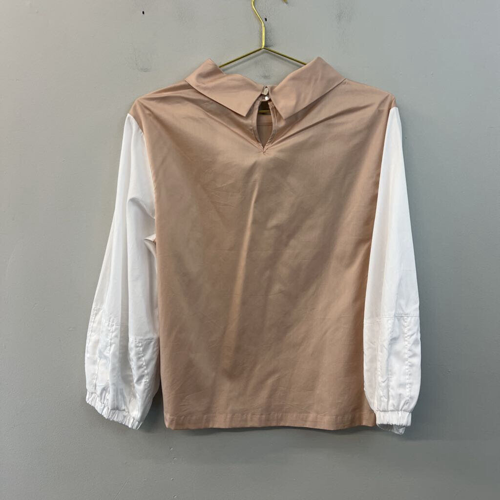 Harshman Brown/ White Perry Tunic Long Sleeve Top Medium
